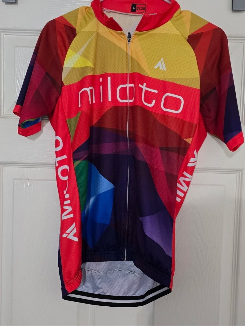 Miloto Men's Cycling Jersey Short Sleeve Athletic Apparel colorful geometric L